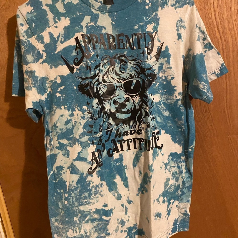 Gildan Blue Tie-Dye Tee with Attitude Graphic